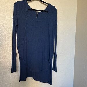 Free People Deep Blue Long Sleeve Tunic